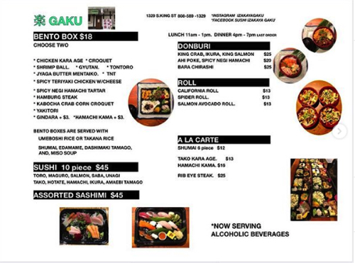 sushi izakaya gaku take out