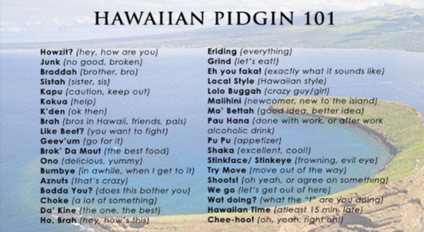 これを知ればハワイ上級者 ハワイのピジン英語って何 ピジン英語とハワイで使われている日本語由来の言葉もご紹介 Kaukau ハワイのお得な クーポン 予約ならカウカウ