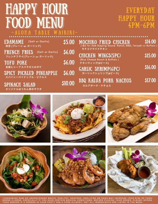 th_Aloha table waikiki_HappyHourMenu２